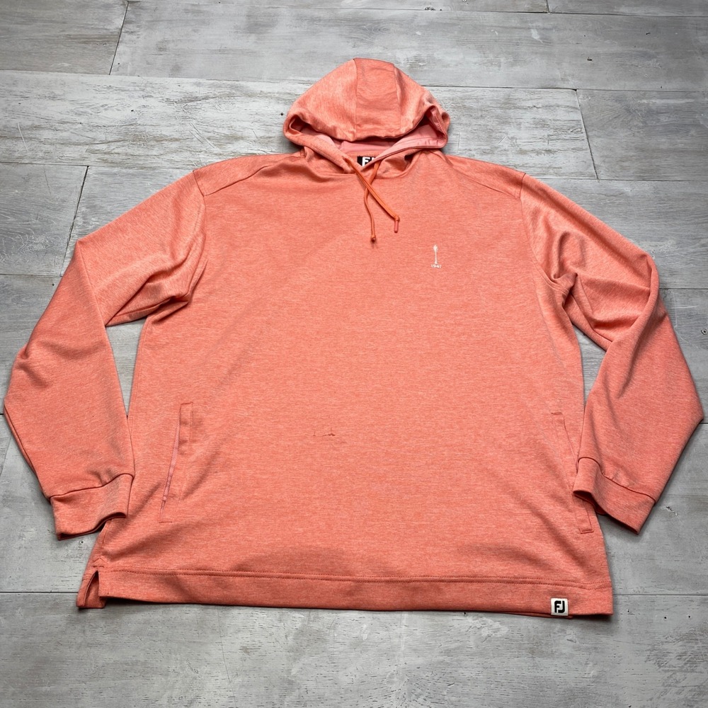 FootJoy Golf Hoodie Mens XL Orange Heather Performance Pullover 1947 Logo
